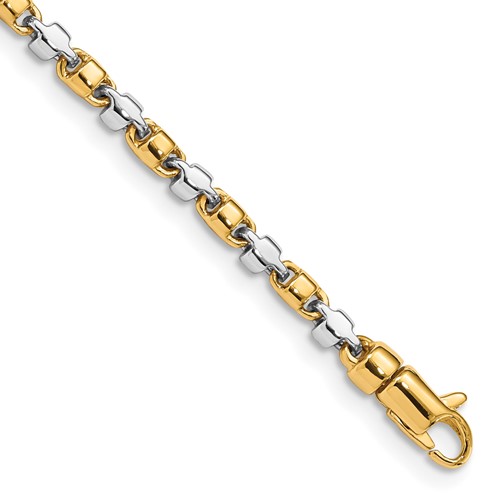 14K Two-tone 2.6mm Hand Polished Fancy Link Bracelet with Lobster Clasp, 8"