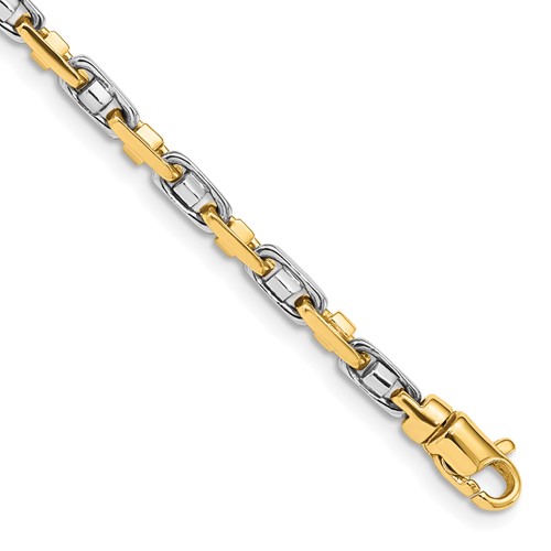 14K Two-tone 3.5mm Fancy Link Bracelet with Lobster Clasp, 7.25"