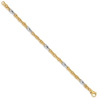 14K Two-tone 5.38mm Hand Polished Fancy Link Bracelet with Fancy Lobster Clasp, 8.5" view 2
