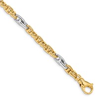 14K Two-tone 5.38mm Hand Polished Fancy Link Bracelet with Fancy Lobster Clasp, 8.5" view 1