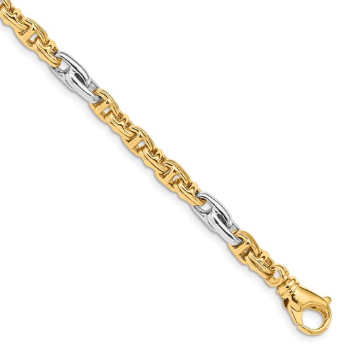 14K Two-tone 5.38mm Hand Polished Fancy Link Bracelet with Fancy Lobster Clasp, 8.5"