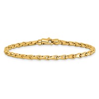 14K 3.4mm Yellow Gold Hand Polished Fancy Link Bracelet with Lobster Clasp, 8.25" view 3
