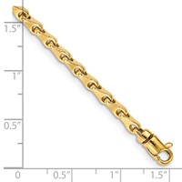 14K 3.4mm Yellow Gold Hand Polished Fancy Link Bracelet with Lobster Clasp, 8.25" view 2