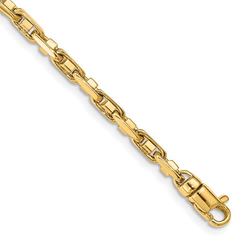14K 3.8mm Yellow Gold Polished Fancy Link Bracelet with Lobster Clasp, 8.5"