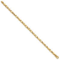 14K 4mm Yellow Gold Hand Polished Fancy Link Bracelet with Lobster Clasp, 7" view 2