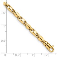 14K 4mm Yellow Gold Hand Polished Fancy Link Bracelet with Lobster Clasp, 7" view 3