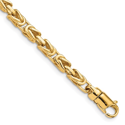 14K 4.1mm Yellow Gold Hand Polished Byzantine Link Bracelet with Lobster Clasp, 8.5"