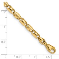 14K 4.1mm Yellow Gold Fancy Barrel Link Chain with Fancy Lobster Clasp, 24" view 2