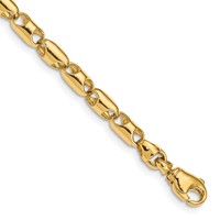 14K 4.1mm Yellow Gold Fancy Barrel Link Chain with Fancy Lobster Clasp, 24" view 1