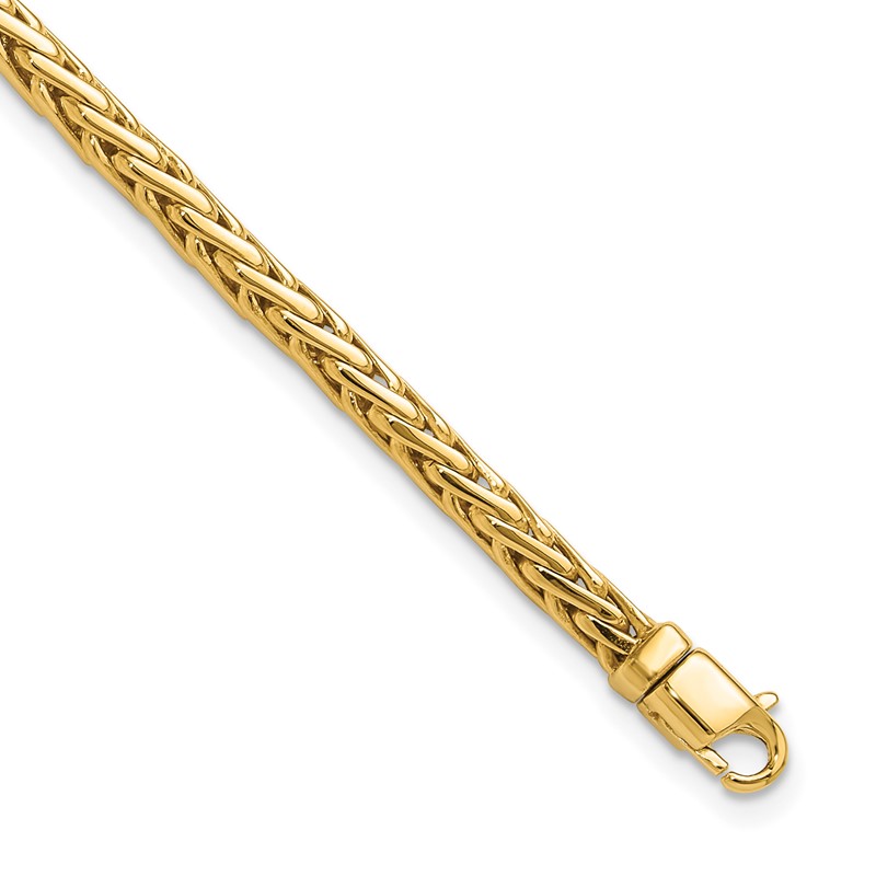 14K 8.75 inch 4.4mm Hand Polished Flat-Edged Woven Link with Lobster Clasp Bracelet