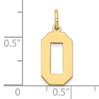 14K Yellow Gold Medium Polished Number 0 Charm view 4