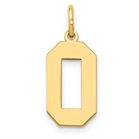 14K Yellow Gold Medium Polished Number 0 Charm view 1