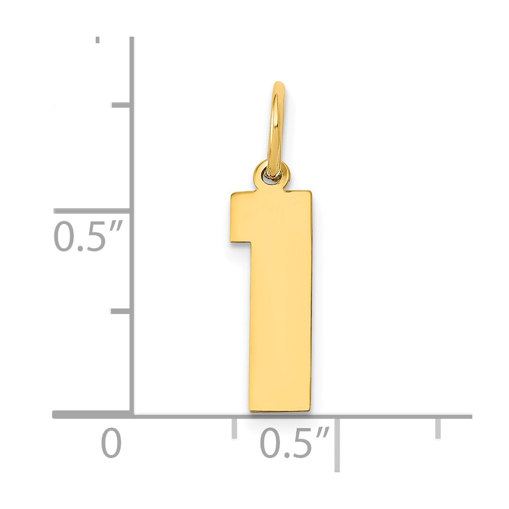 14k Medium Polished Number 1 Charm (LM01)