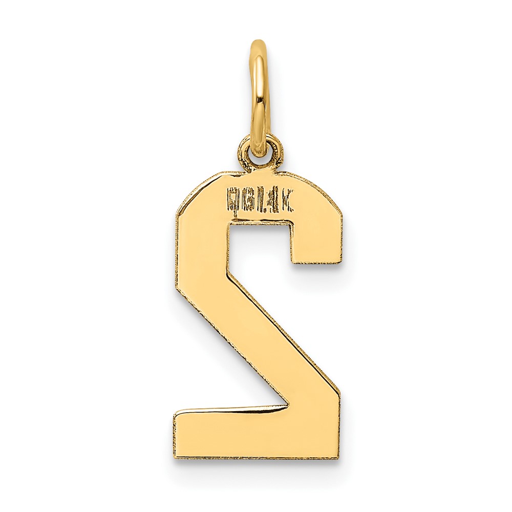 14k Medium Polished Number 2 Charm (LM02)