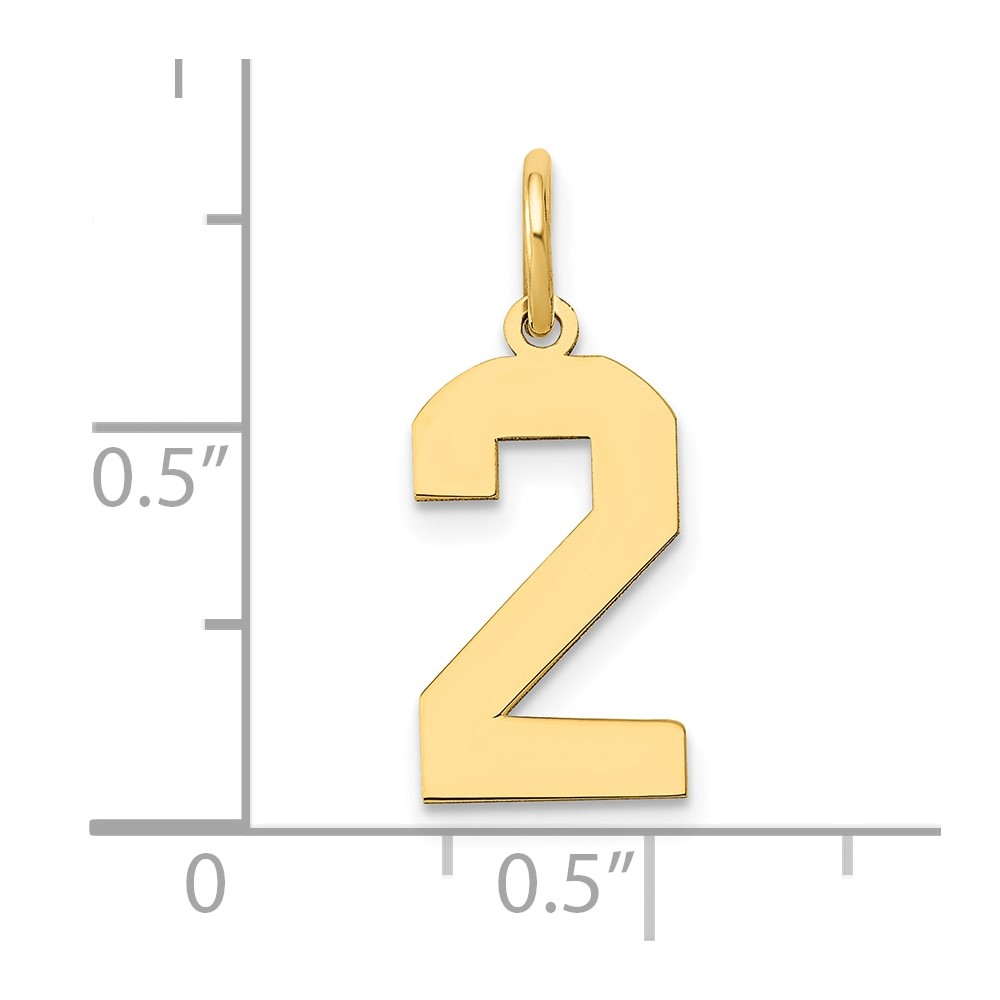 14k Medium Polished Number 2 Charm (LM02)