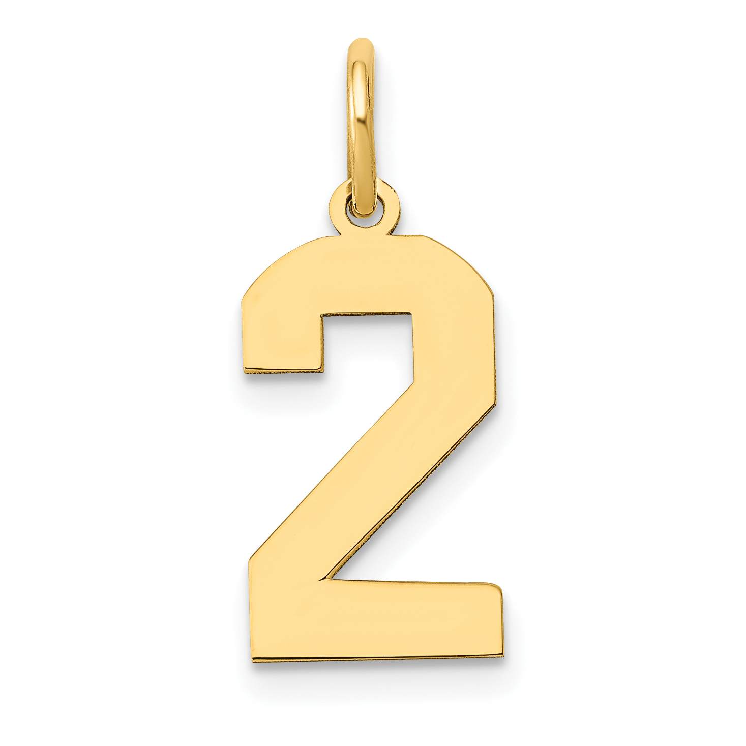 14k Medium Polished Number 2 Charm (LM02)