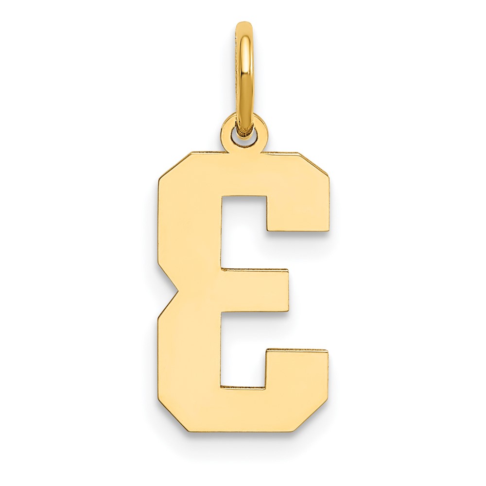 14k Medium Polished Number 3 Charm (LM03)