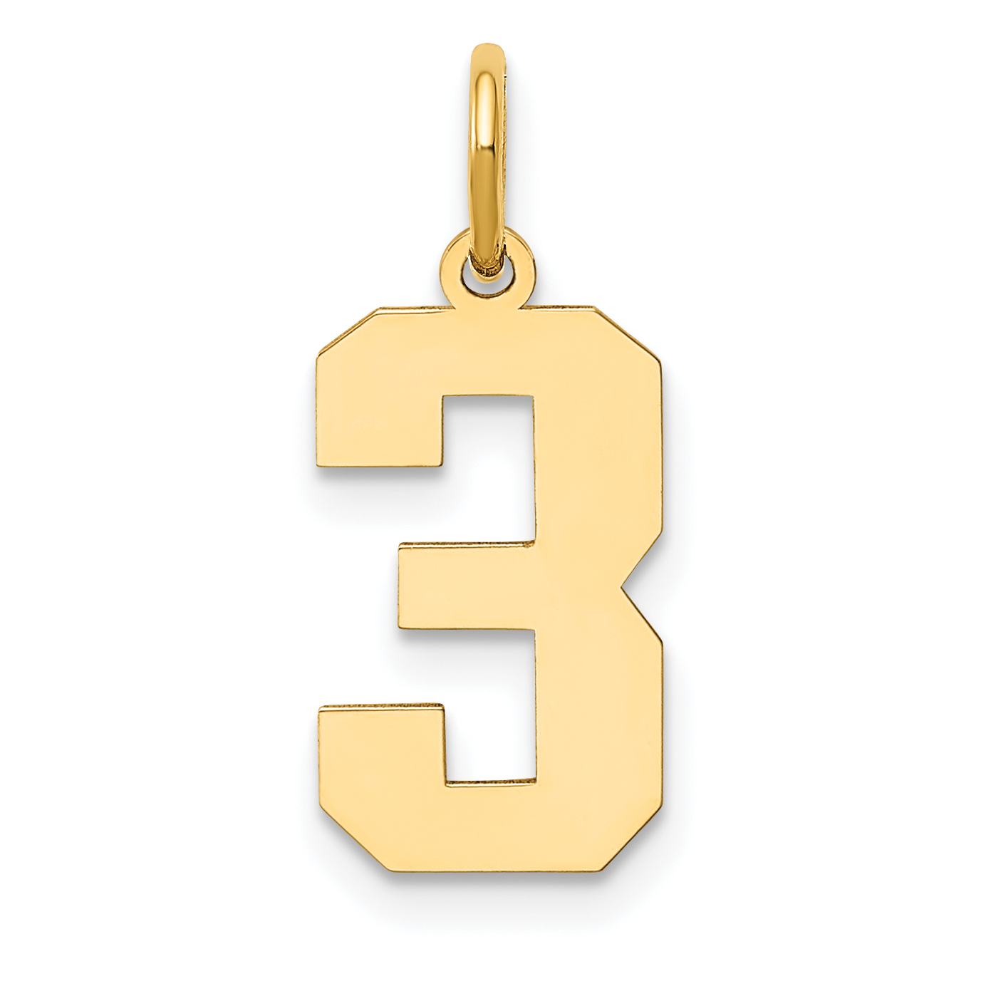14k Medium Polished Number 3 Charm (LM03)