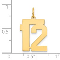 14K Yellow Gold Medium Polished Number 12 Charm view 4