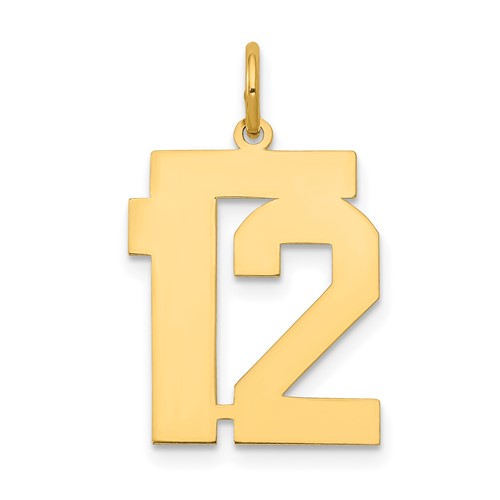 14K Yellow Gold Medium Polished Number 12 Charm