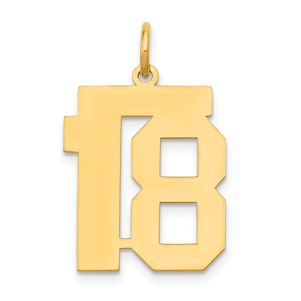 14K Yellow Gold Medium Polished Number 18 Charm