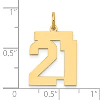 14K Yellow Gold Medium Polished Number 21 Charm view 3