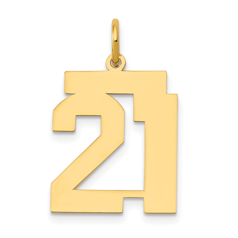 14K Yellow Gold Medium Polished Number 21 Charm