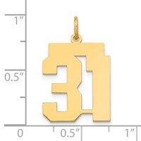 14K Medium Polished Number 31 Charm view 4