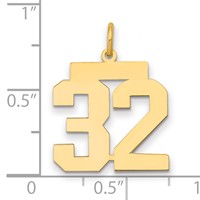 14K Medium Polished Number 32 Charm view 2