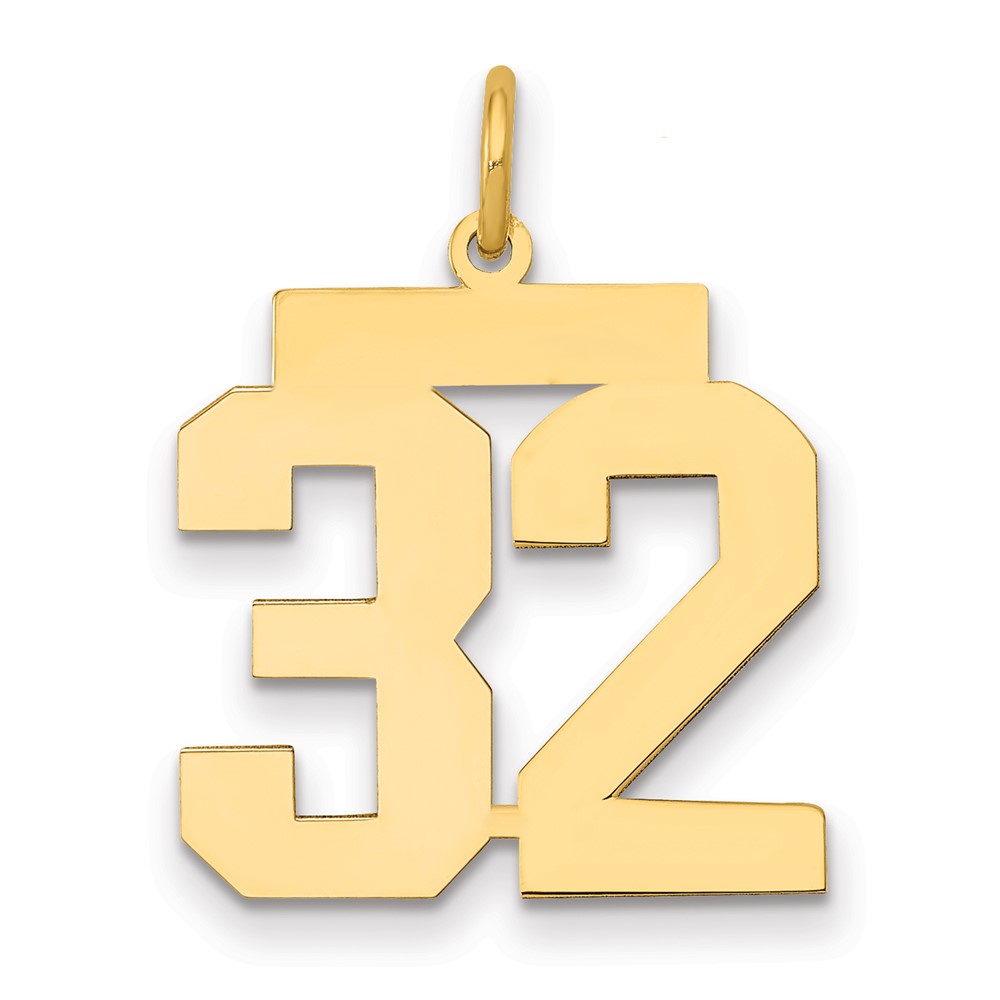 14K Medium Polished Number 32 Charm