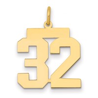 14K Medium Polished Number 32 Charm view 1