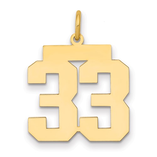 14K Yellow Gold Medium Polished Number 33 Charm
