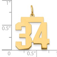 14K Yellow Gold Medium Polished Number 34 Charm view 3