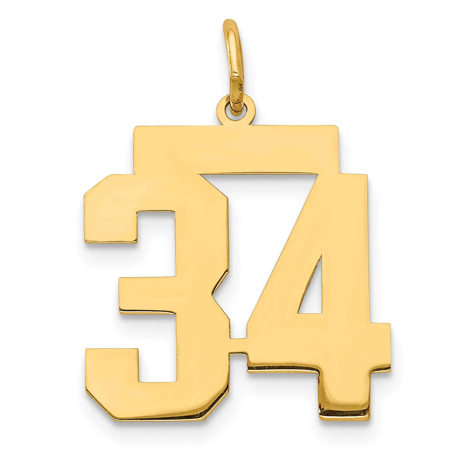 14k Medium Polished Number 34 Charm (LM34)