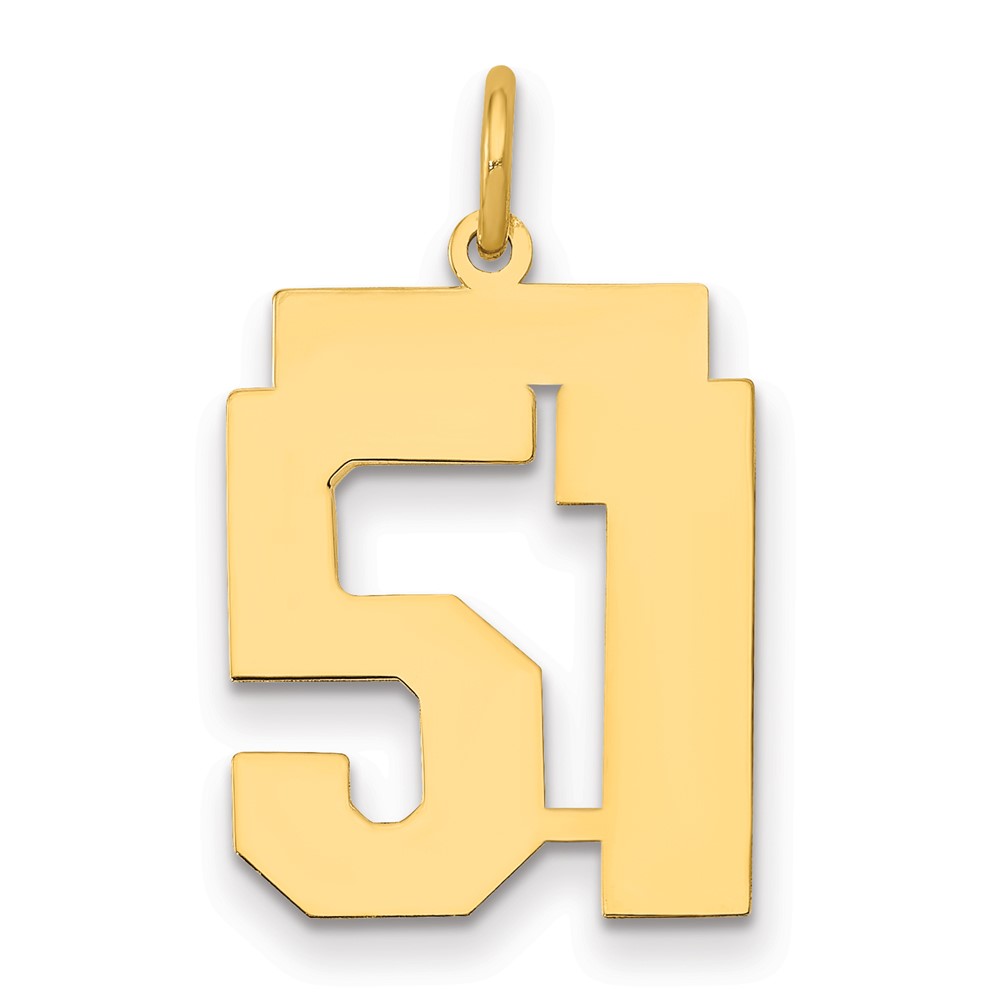 14K Medium Polished Number 51 Charm