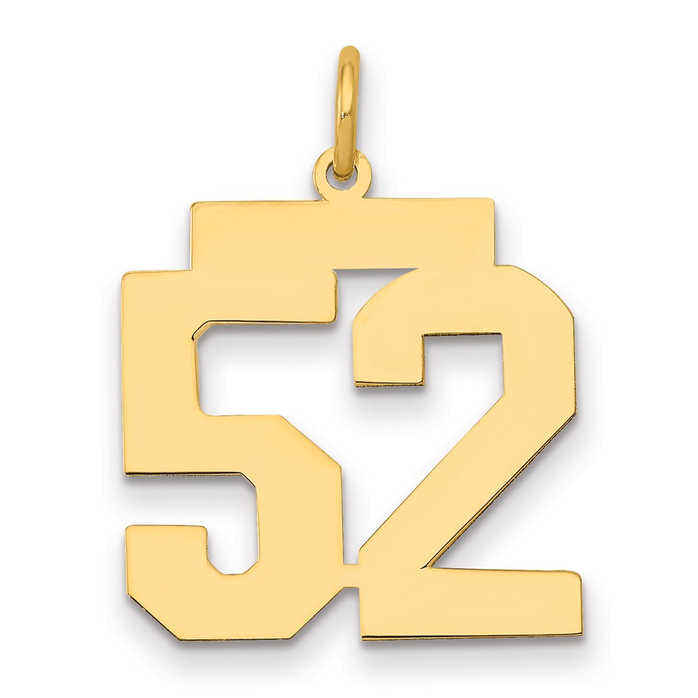 14K Yellow Gold Medium Polished Number 52 Charm