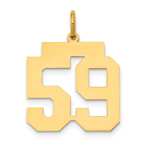 14K Yellow Gold Medium Polished Number 59 Charm
