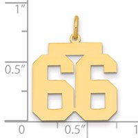 14K Yellow Gold Medium Polished Number 66 Charm view 2