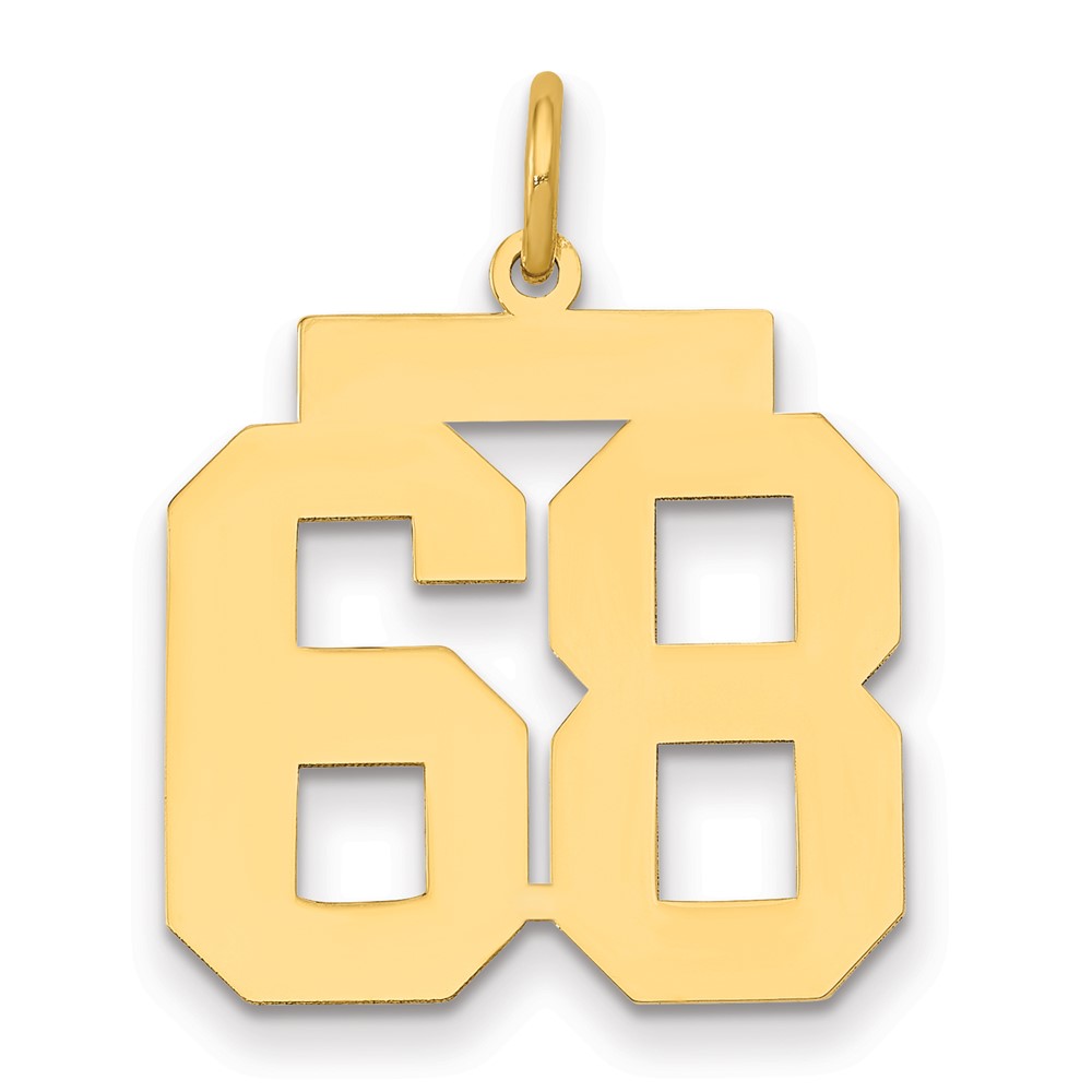 14K Medium Polished Number 68 Charm