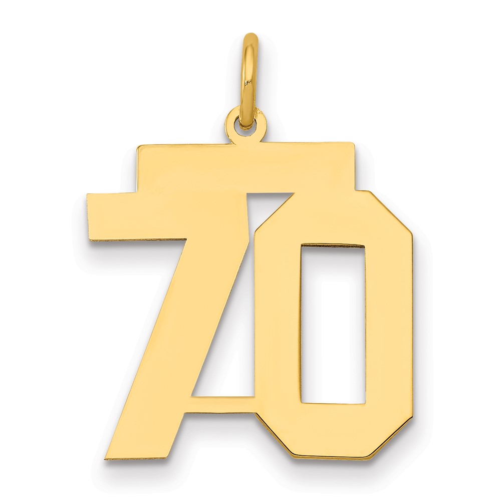 14K Yellow Gold Medium Polished Number 70 Charm