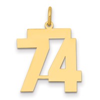 14K Yellow Gold Medium Polished Number 74 Charm view 1