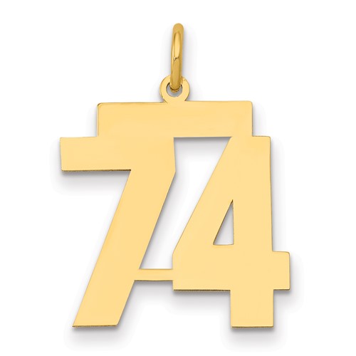 14K Yellow Gold Medium Polished Number 74 Charm