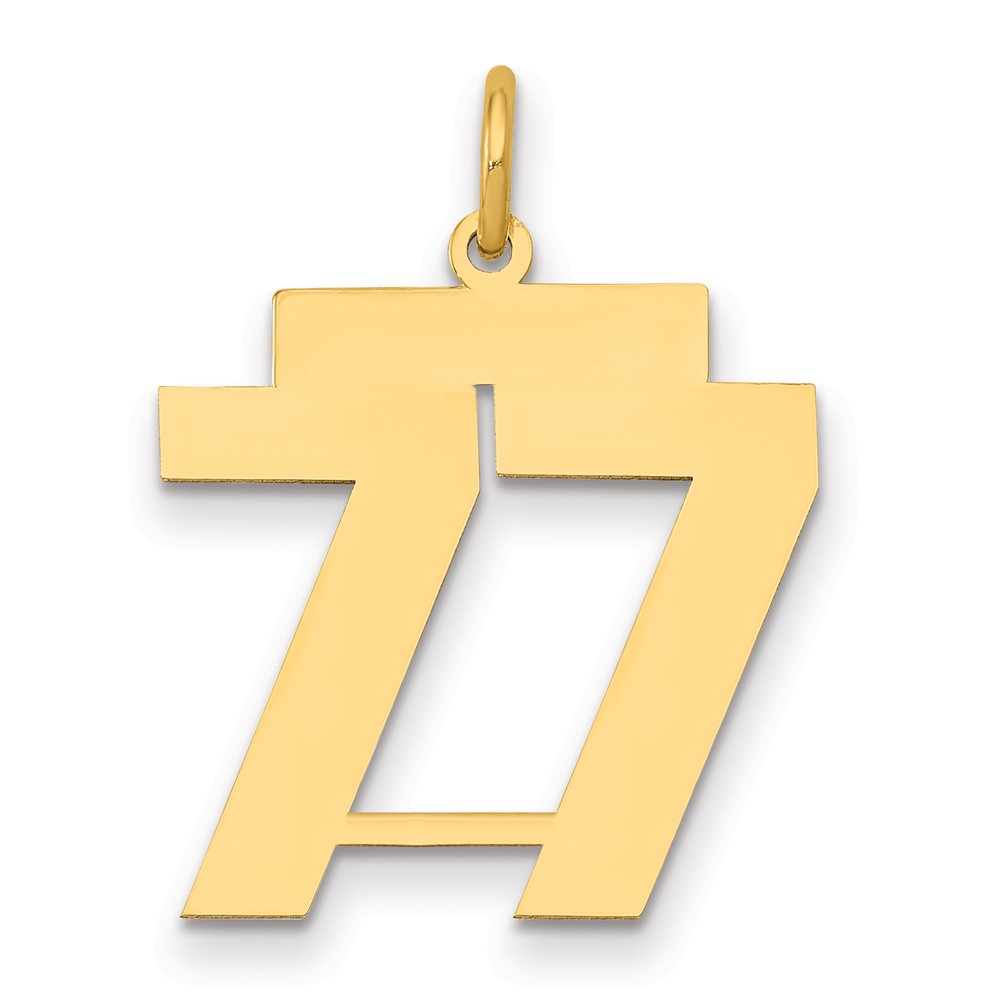 14K Medium Polished Number 77 Charm