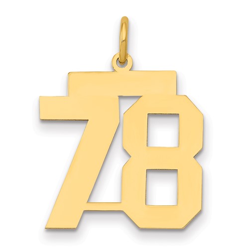14K Yellow Gold Medium Polished Number 78 Charm