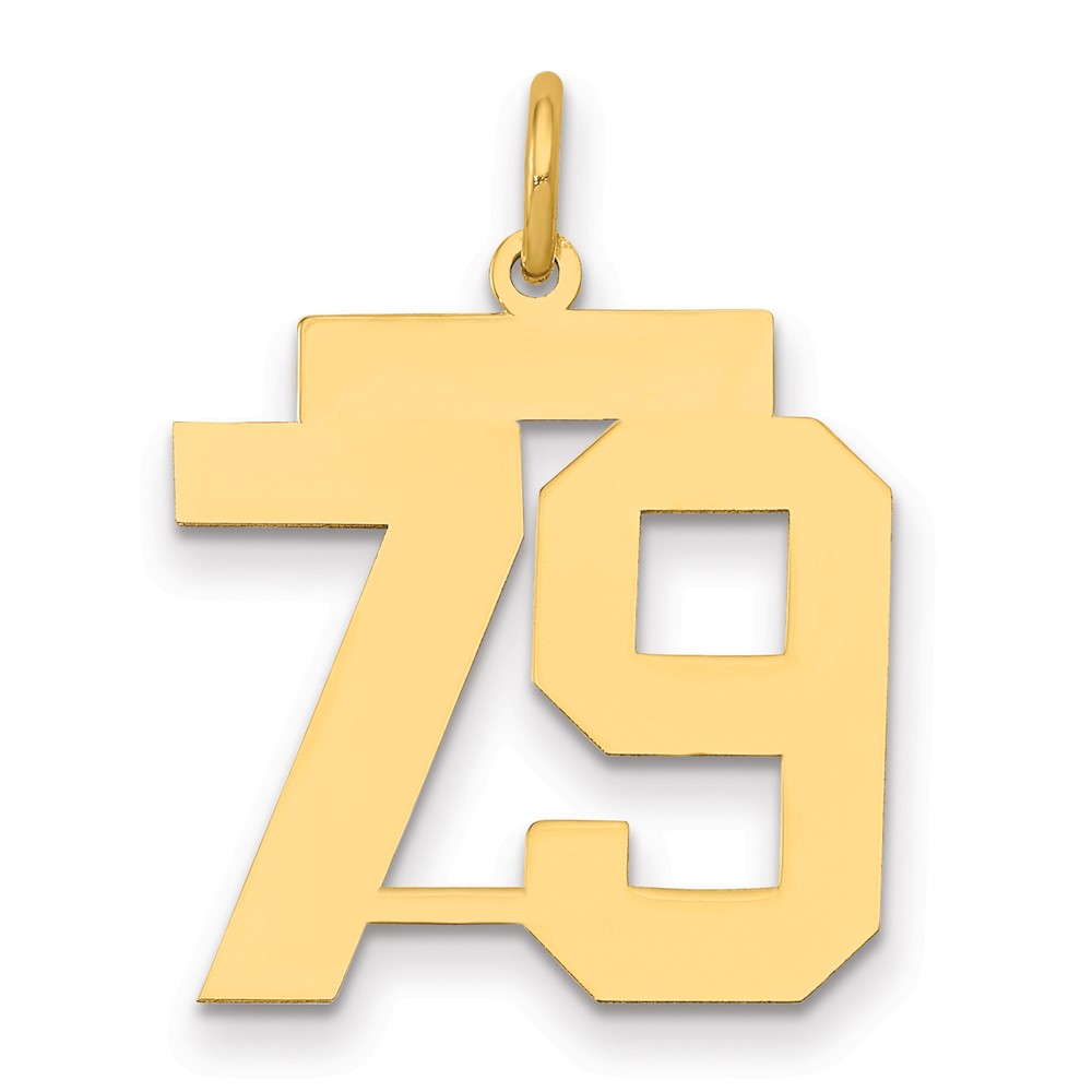 14K Yellow Gold Medium Polished Number 79 Charm