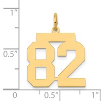 14K Medium Polished Number 82 Charm view 4
