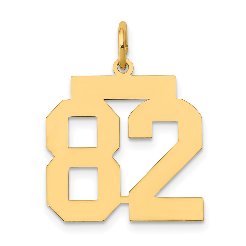 14K Medium Polished Number 82 Charm