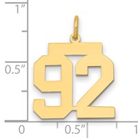 14K Yellow Gold Medium Polished Number 92 Charm view 2