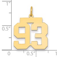 14K Yellow Gold Medium Polished Number 93 Charm view 2