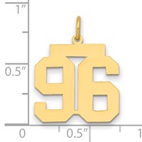 14K Medium Polished Number 96 Charm view 2